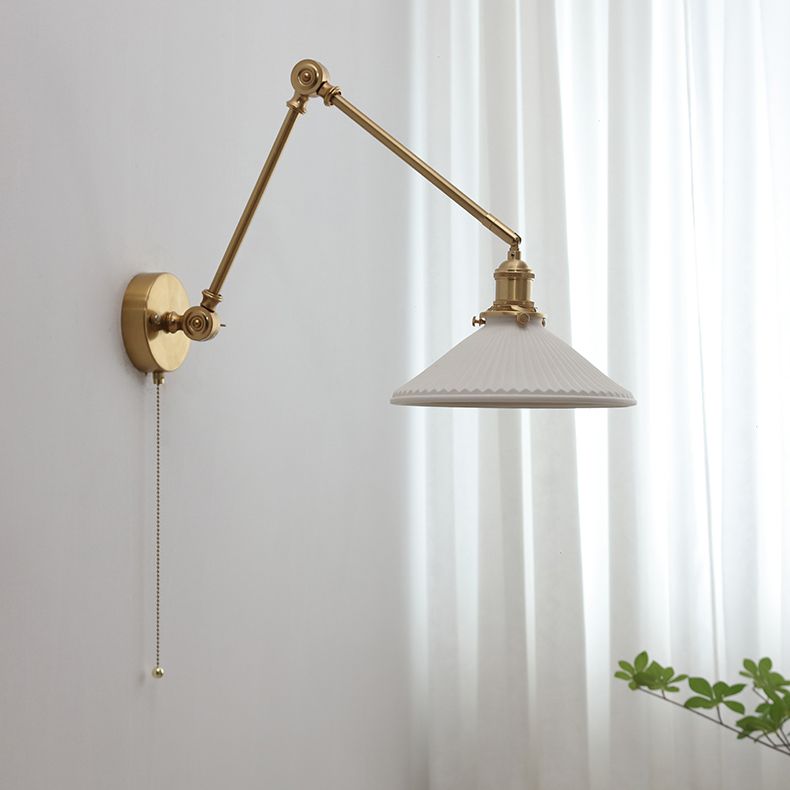 Arisha Wall Lamp Modern Drum Ceramics Metal Adjustable, White - Neutralighting