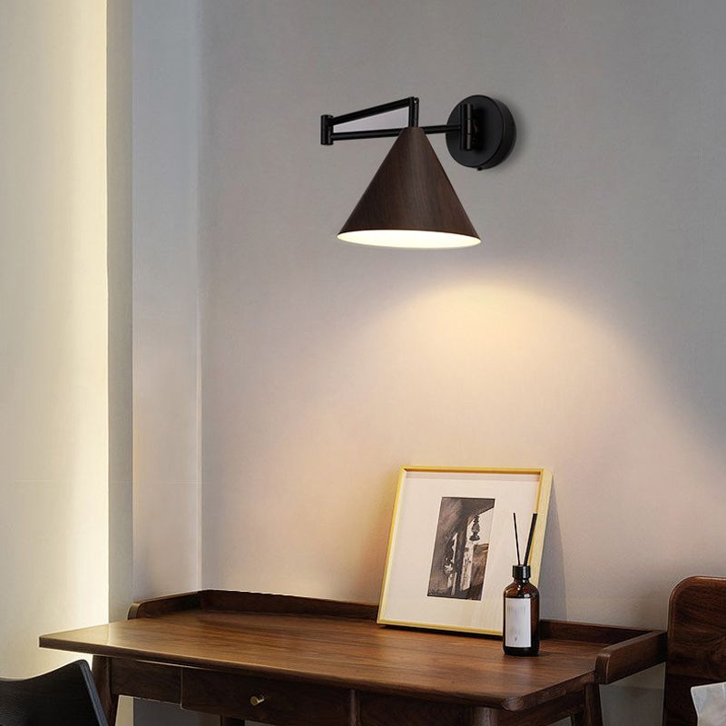 Muto Cone Shaped Adjustable Wall Lamp, Metal/Wood, Bedroom - Neutralighting