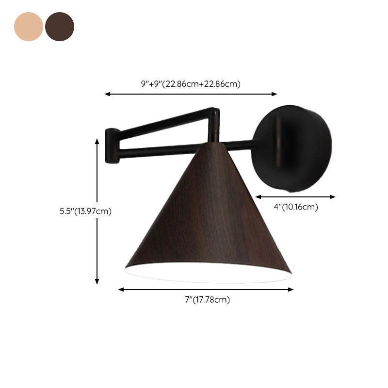 Muto Cone Shaped Adjustable Wall Lamp, Metal/Wood, Bedroom - Neutralighting