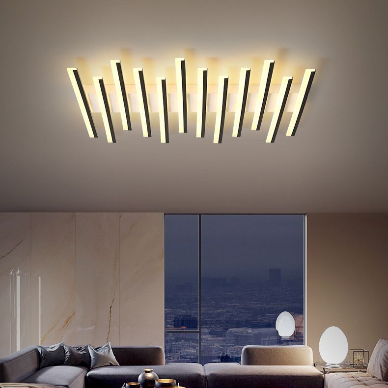 Arisha Flush Mount Ceiling Light Linear Modern,Wave Black, Living Room