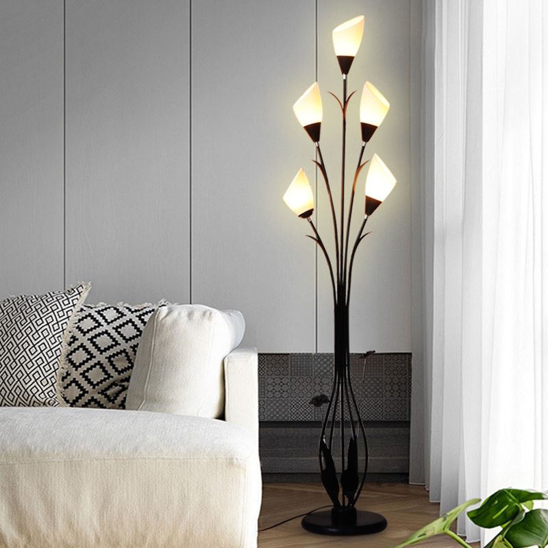 Bella Flower Branching Black Floor Lamp, Living Room - Neutralighting