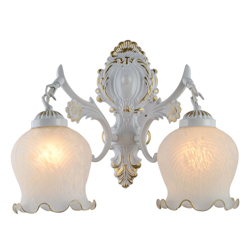 Arisha Vintage Flower shape Metal&Glass Modern Wall Lamp, White/Bronze - Neutralighting