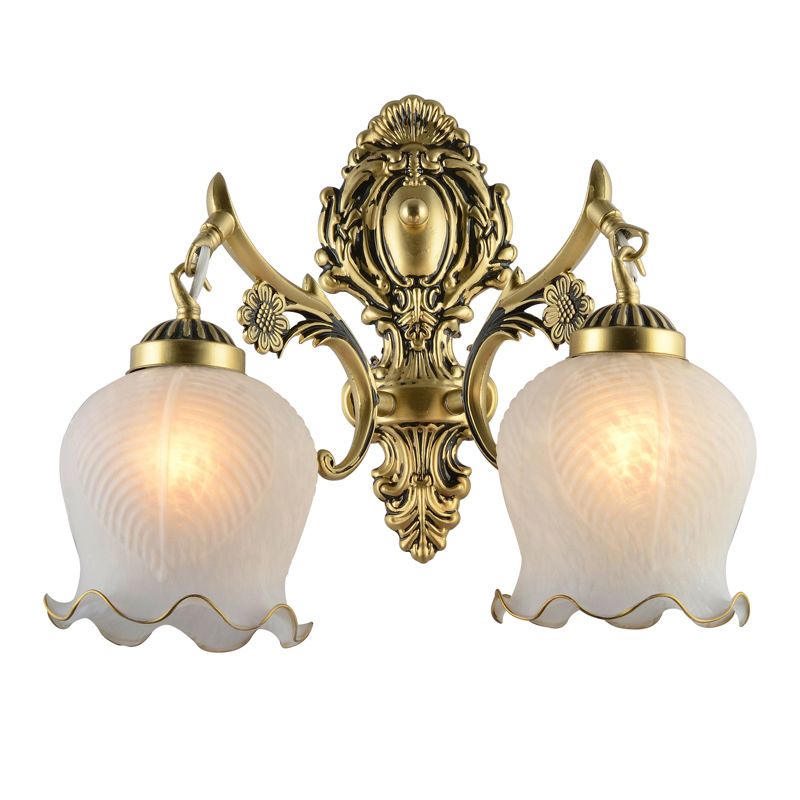Arisha Vintage Flower shape Metal&Glass Modern Wall Lamp, White/Bronze - Neutralighting