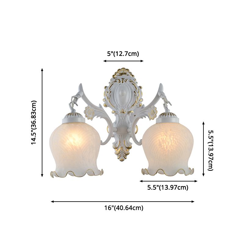 Arisha Vintage Flower shape Metal&Glass Modern Wall Lamp, White/Bronze - Neutralighting