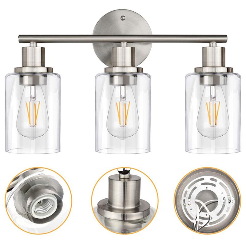 Silva Modern Cylindrical Metal&Glass Wall Lamp In Living Room, Nickel - Neutralighting