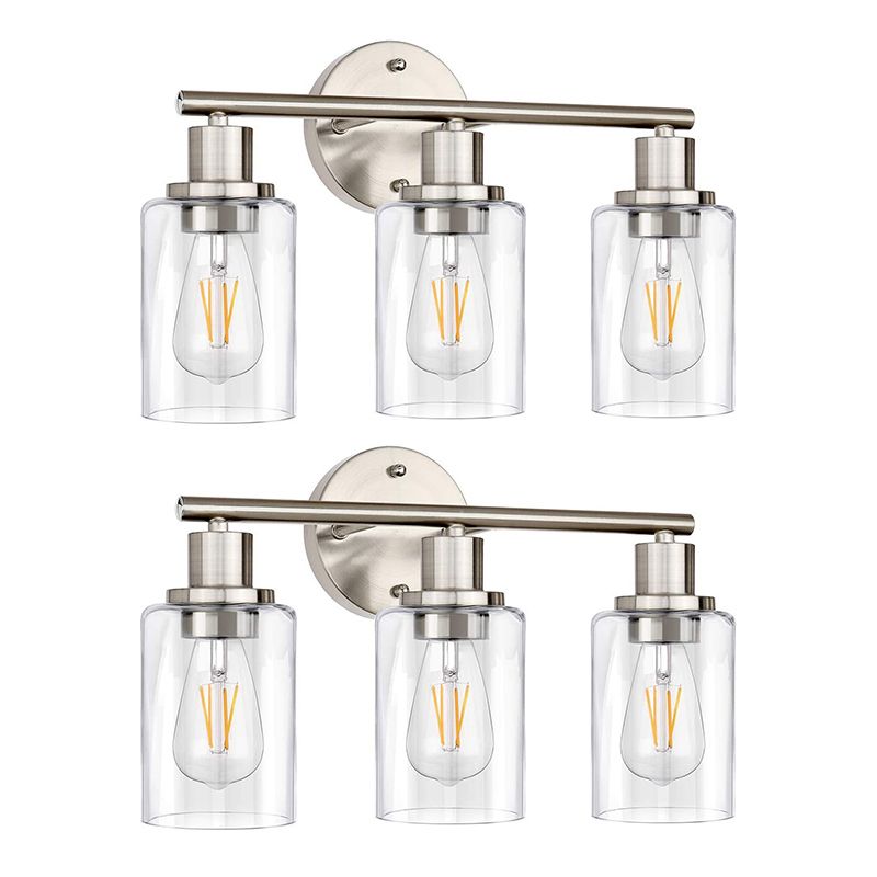 Silva Modern Cylindrical Metal&Glass Wall Lamp In Living Room, Nickel - Neutralighting