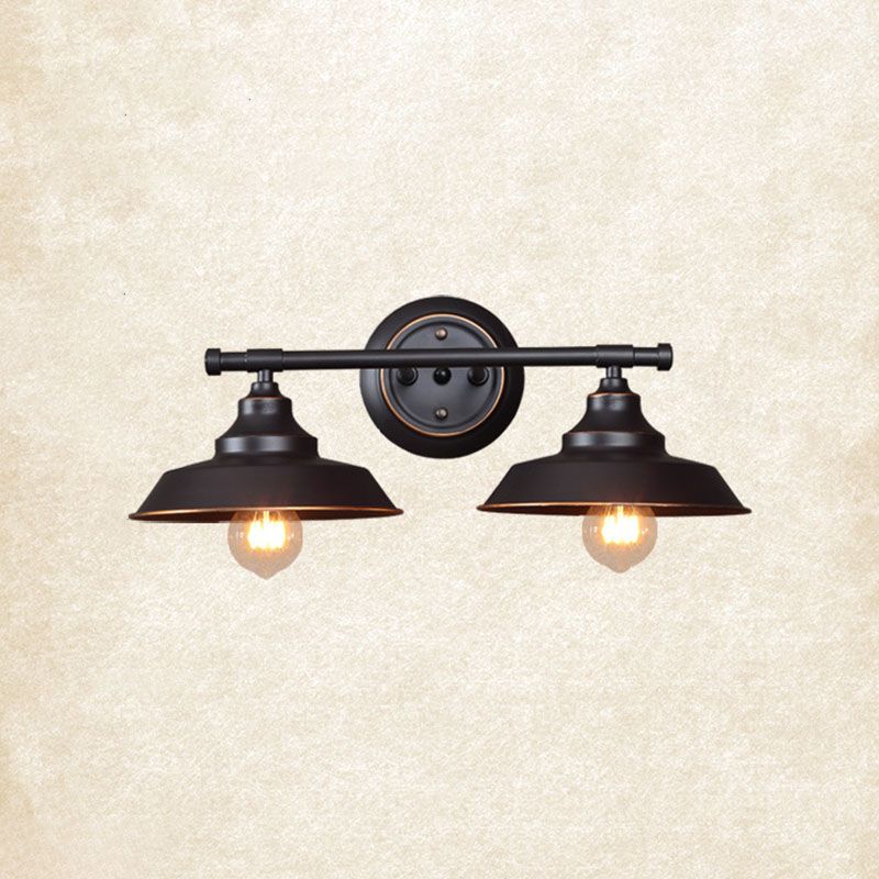 Silva Retro Bowl-shaped Cast Metal Wall Lamp, Black - Neutralighting
