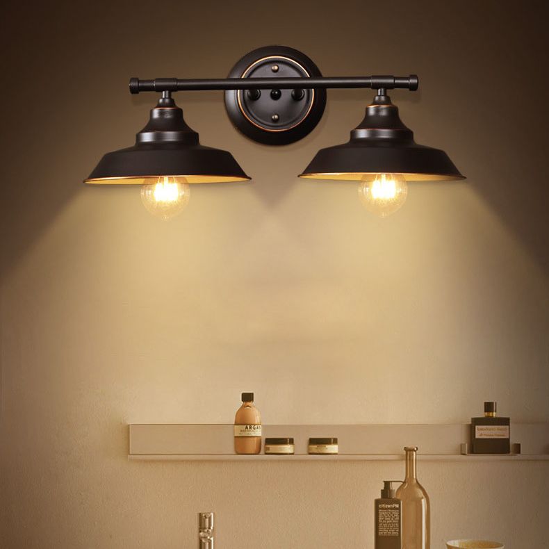 Silva Retro Bowl-shaped Cast Metal Wall Lamp, Black - Neutralighting