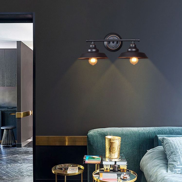 Silva Retro Bowl-shaped Cast Metal Wall Lamp, Black - Neutralighting