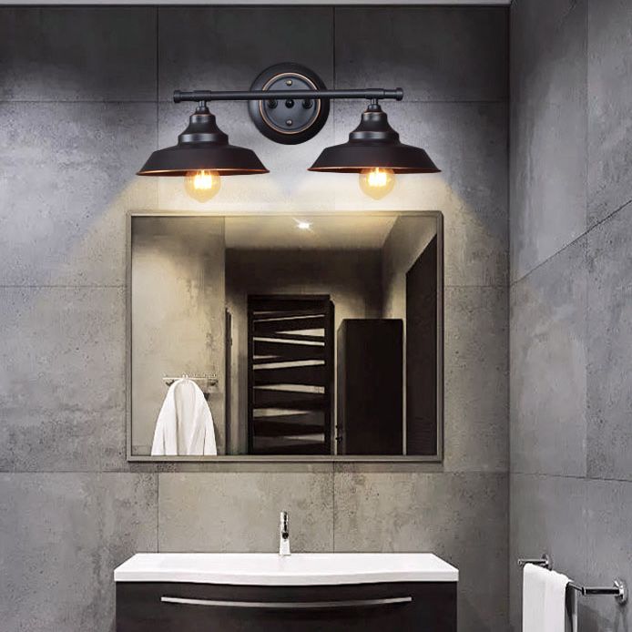 Silva Retro Bowl-shaped Cast Metal Wall Lamp, Black - Neutralighting