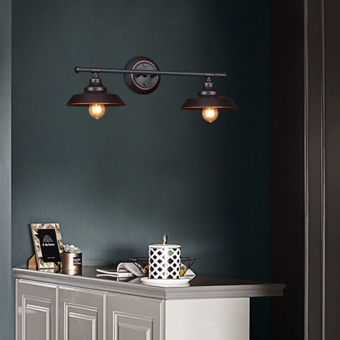 Silva Retro Bowl-shaped Cast Metal Wall Lamp, Black - Neutralighting
