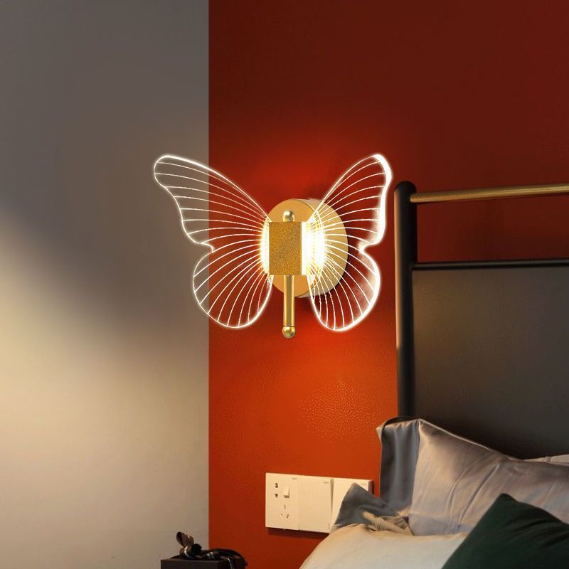 Arisha Cute Butterfly Metal Wall Lamp, Gold - Neutralighting