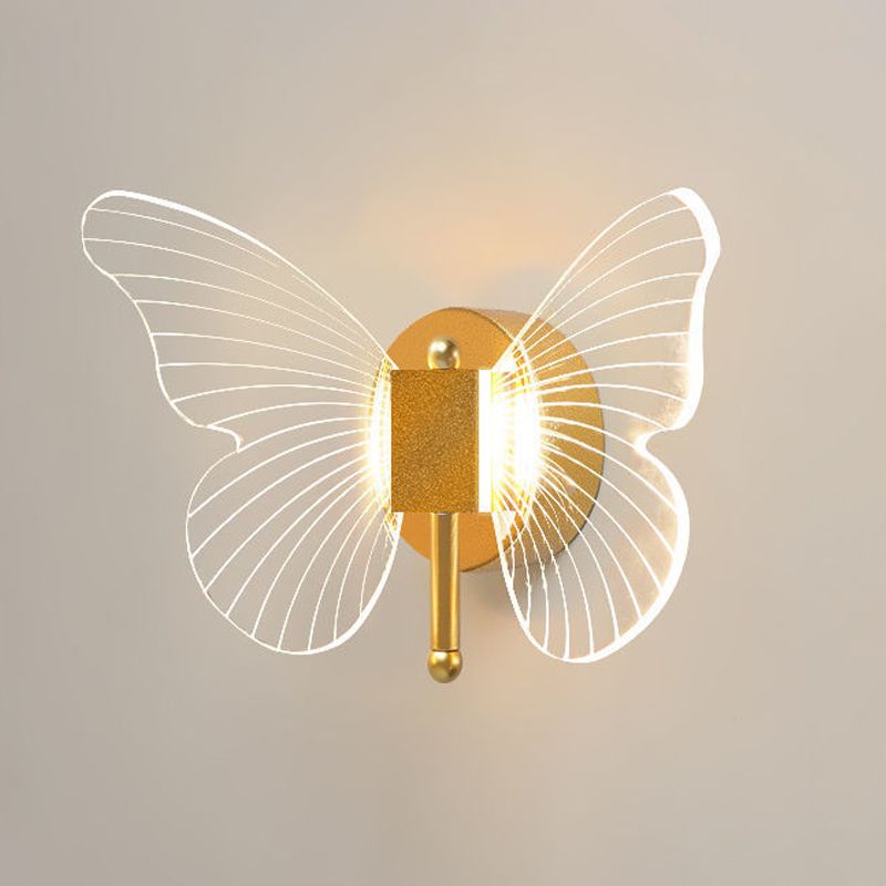 Arisha Cute Butterfly Metal Wall Lamp, Gold - Neutralighting