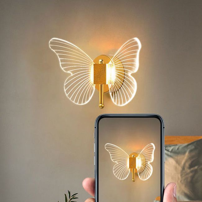 Arisha Cute Butterfly Metal Wall Lamp, Gold - Neutralighting
