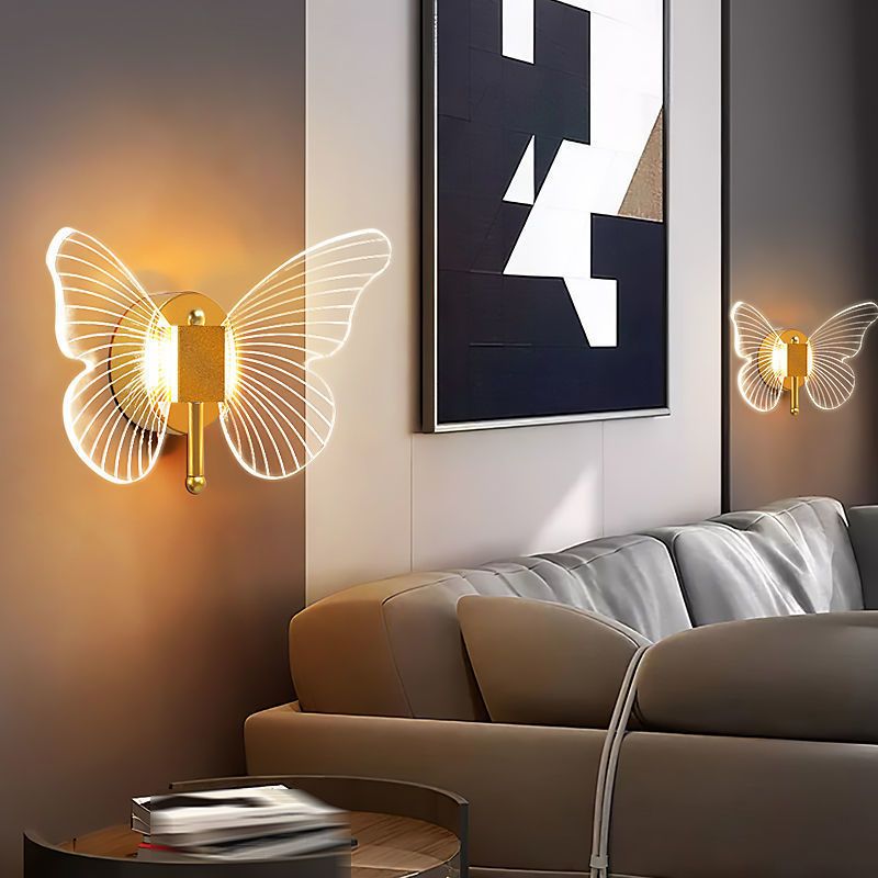 Arisha Cute Butterfly Metal Wall Lamp, Gold - Neutralighting