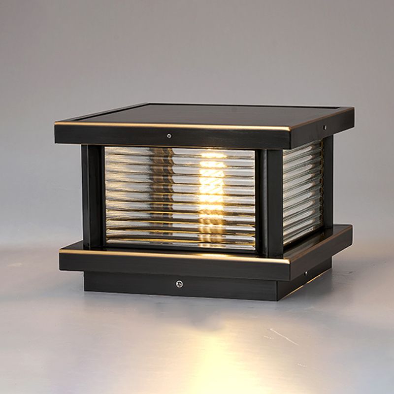Ray Modern Rectangular Metal Outdoor Solar Lamp, Black/ Brass/Bronze - Neutralighting