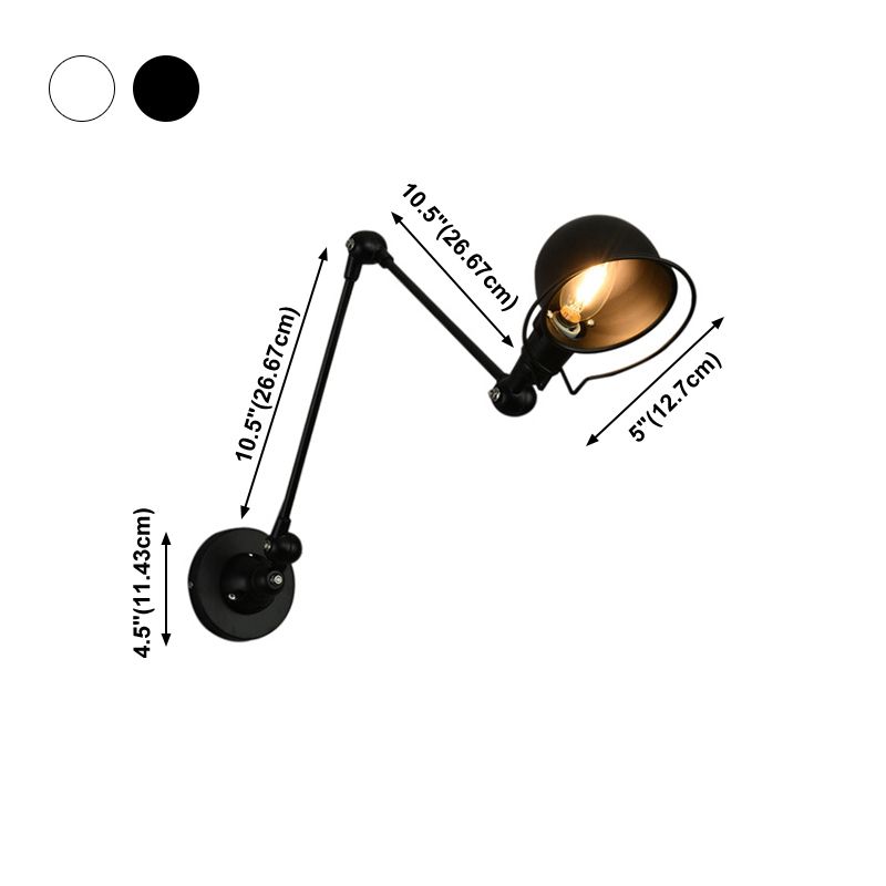 Epoch Wall Lamp Dome Modern, Metal Arm Adjustable, Black/White, Bedroom - Neutralighting