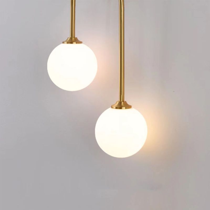 Valentina Modern Arc Globe Glass Wall Lamp, Brass, Living Room - Neutralighting