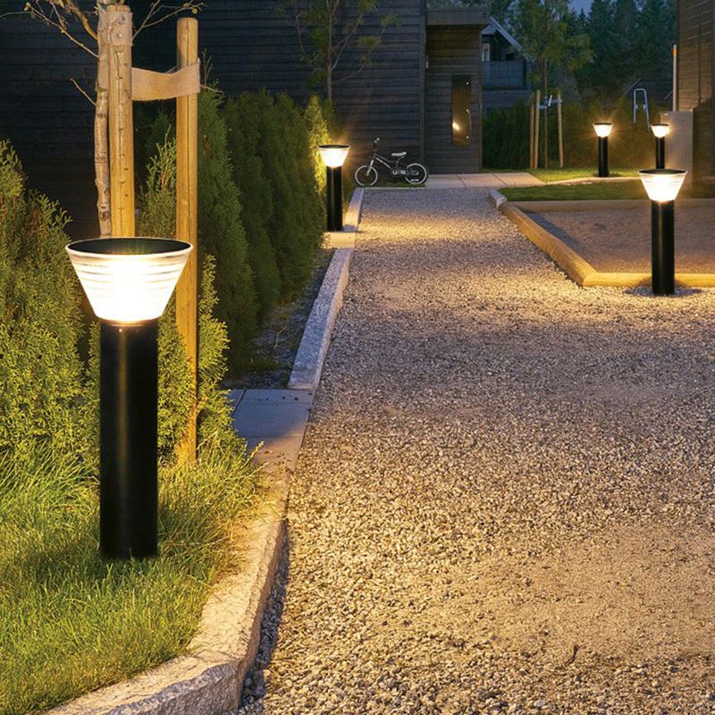Ray Modern Conical Solar Outdoor Bollard Light, Black - Neutralighting