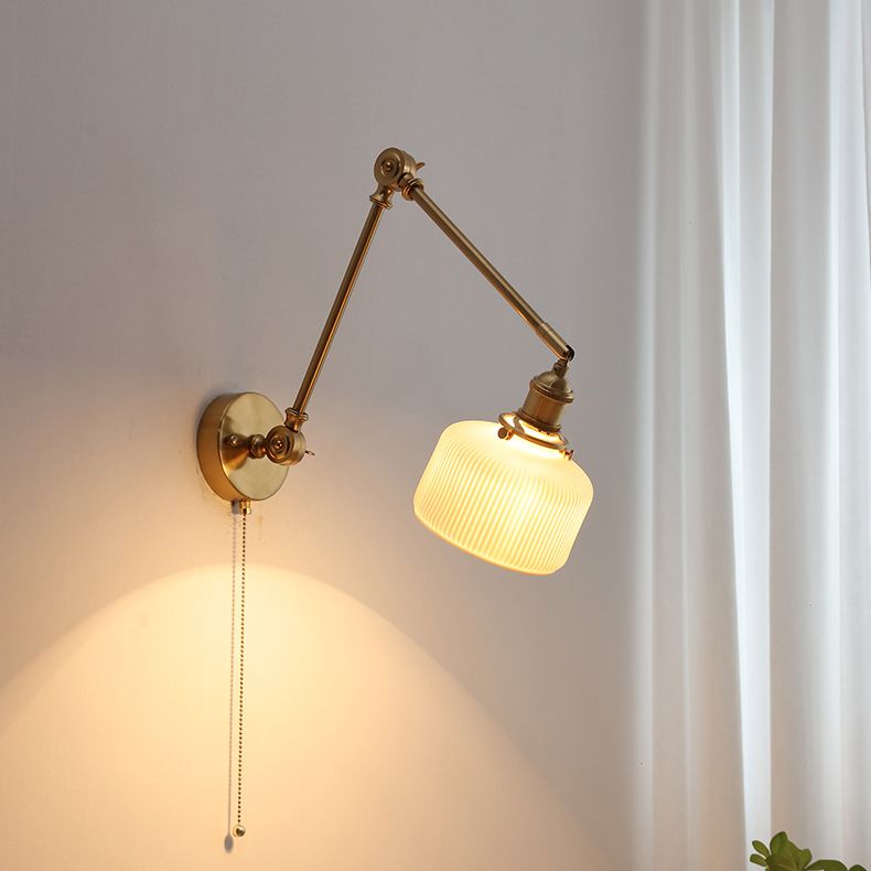 Arisha Wall Lamp Modern Drum Ceramics Metal Adjustable, White - Neutralighting