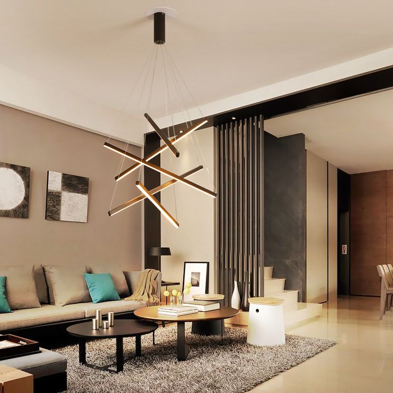 Arisha Minimalist Linear Metal Pendant Light, Living Room, Black - Neutralighting
