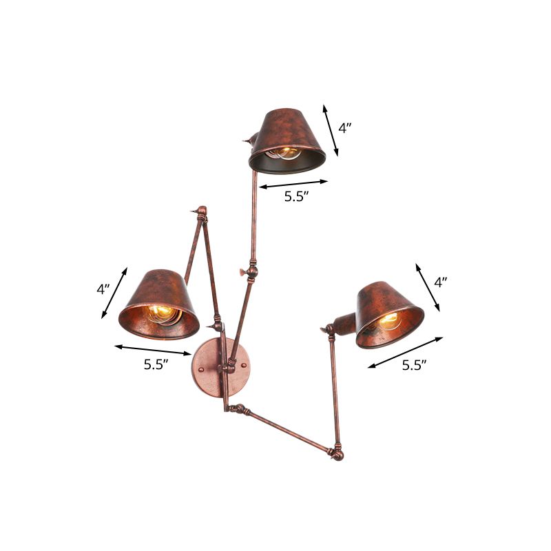 Epoch Vintage Adjustable Metal Wall Lamp, Black/Rust, Bedroom - Neutralighting