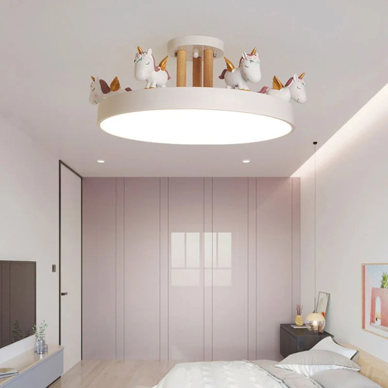 Arisha Modern Round Unicorn Semi-Flush Mount Ceiling Light