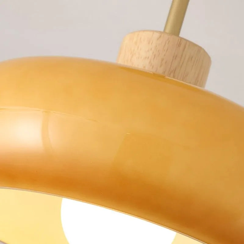 Valentina Flush Mount Ceiling Light Cup Minimalist Wood/Glass White/Orange