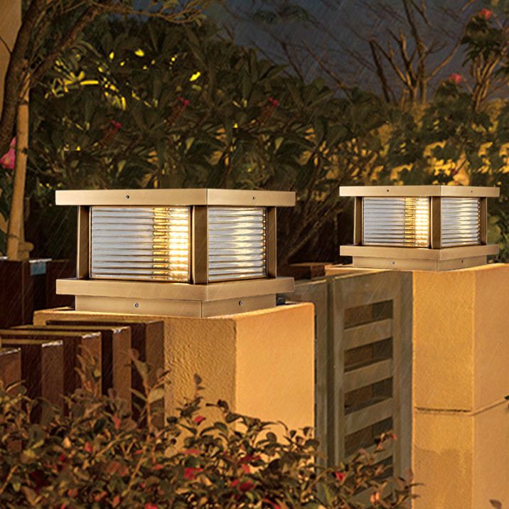 Ray Modern Rectangular Metal Outdoor Solar Lamp, Black/ Brass/Bronze - Neutralighting