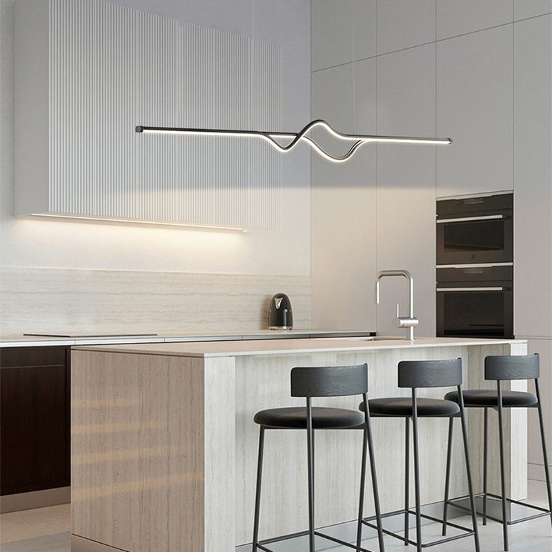 Arisha Modern Linear Metal Pendant Light, Black/White/Grey - Neutralighting