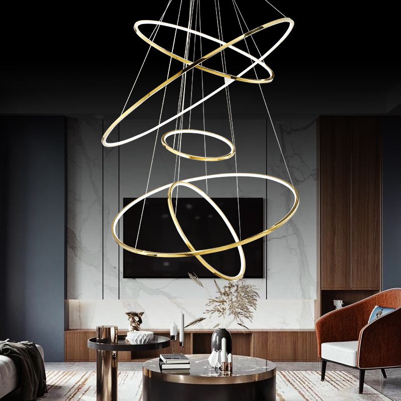 Arisha Minimalist Ring Metal Pendant Light, Gold, Living Room - Neutralighting