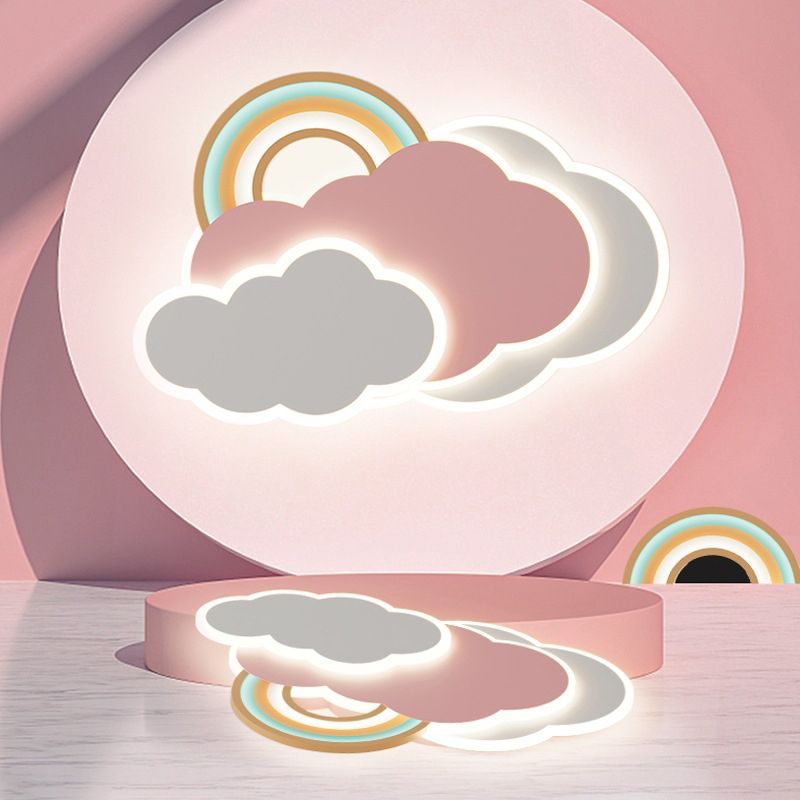 Aria Modern Cloud/Rainbow Flush Mount Ceiling Light Pink/White - Neutralighting