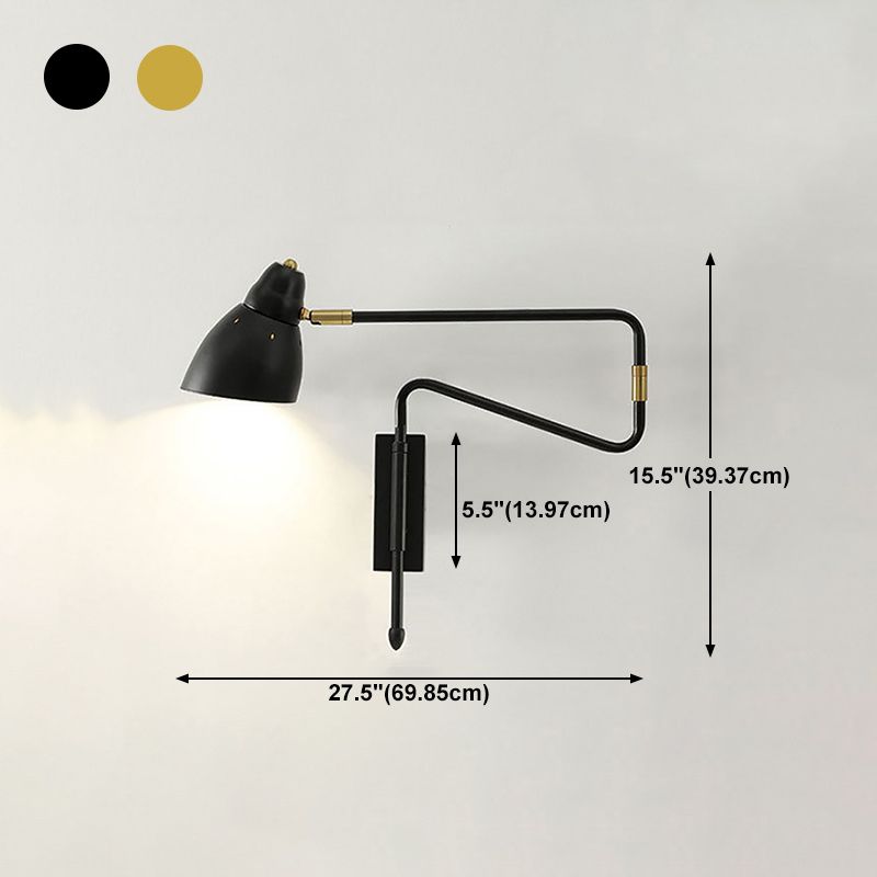 Aria Wall Lamp Modern, Metal Adjustable, Black/Gold, Study - Neutralighting