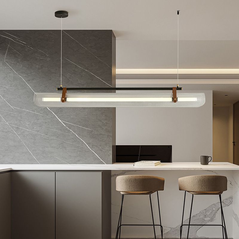 Arisha Pendant Light Linear Modern, Acrylic/Metal, Black/Gold, Study - Neutralighting