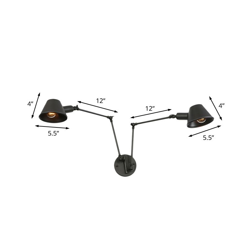Epoch Vintage Adjustable Metal Wall Lamp, Black/Rust, Bedroom - Neutralighting