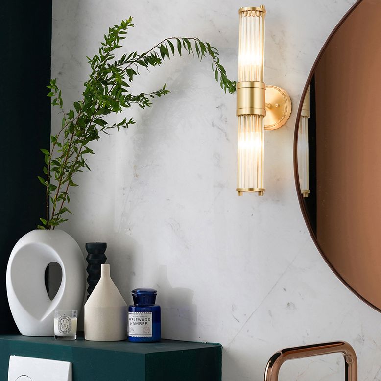 Kristy American Cylindrical Elegant Gold Glass/Metal Vanity Wall Lamp - Neutralighting