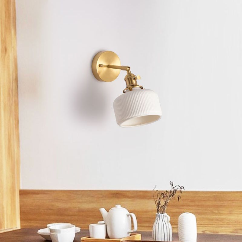 Arisha Vintage Column Ceramic Vanity Light, White, Bedroom - Neutralighting