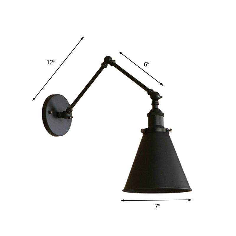 Zynar Vintage Adjustable Wall Lamp, Metal, Black/Rust, Living Room - Neutralighting