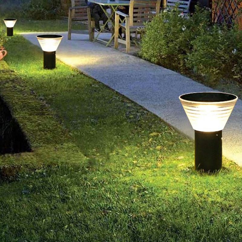 Ray Modern Conical Solar Outdoor Bollard Light, Black - Neutralighting