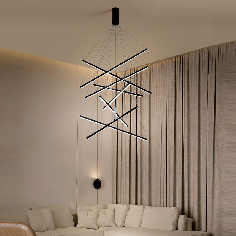 Arisha Minimalist Linear Metal Pendant Light, Living Room, Black - Neutralighting