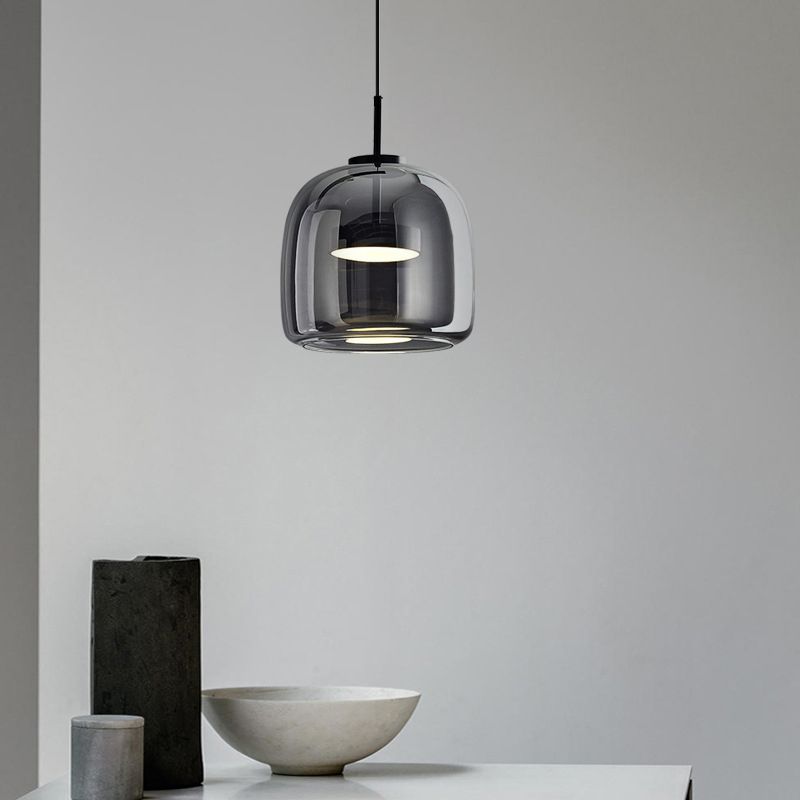 June Minimalist Pendant Light Glass Smoke Gray - Neutralighting