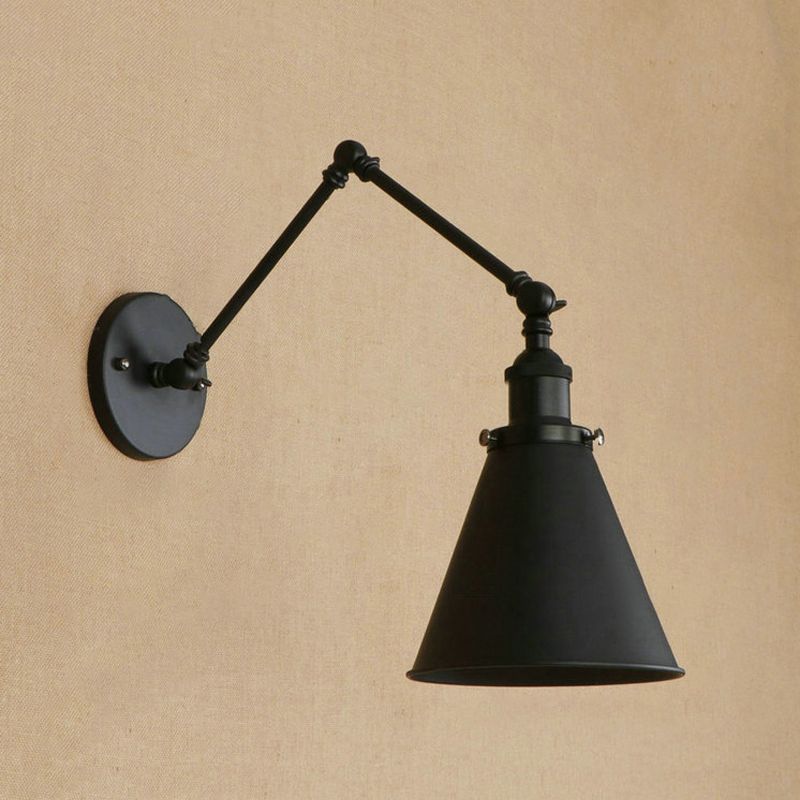 Zynar Vintage Adjustable Wall Lamp, Metal, Black/Rust, Living Room - Neutralighting