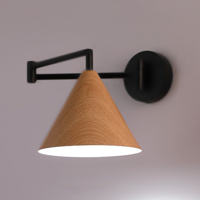 Muto Cone Shaped Adjustable Wall Lamp, Metal/Wood, Bedroom - Neutralighting