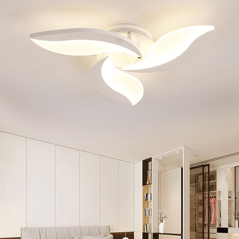 Arisha Minimalist Art Deco Flower Flush Mount Ceiling Light, White, Living Room - Neutralighting