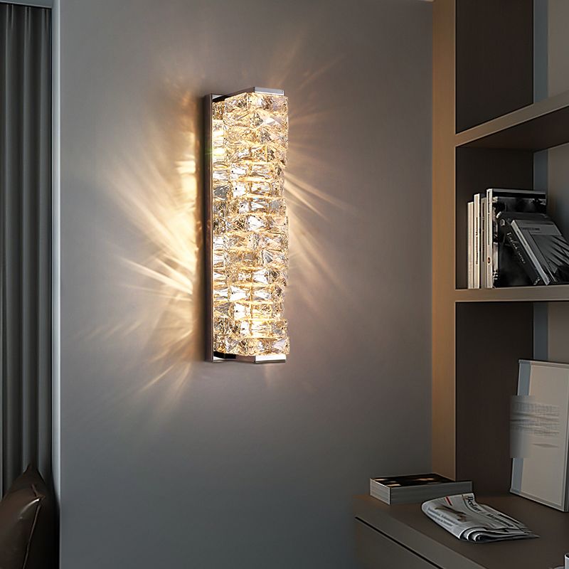 Kristy Modern Rectangular Vanity Metal Crystal LED Wall Lamp - Neutralighting