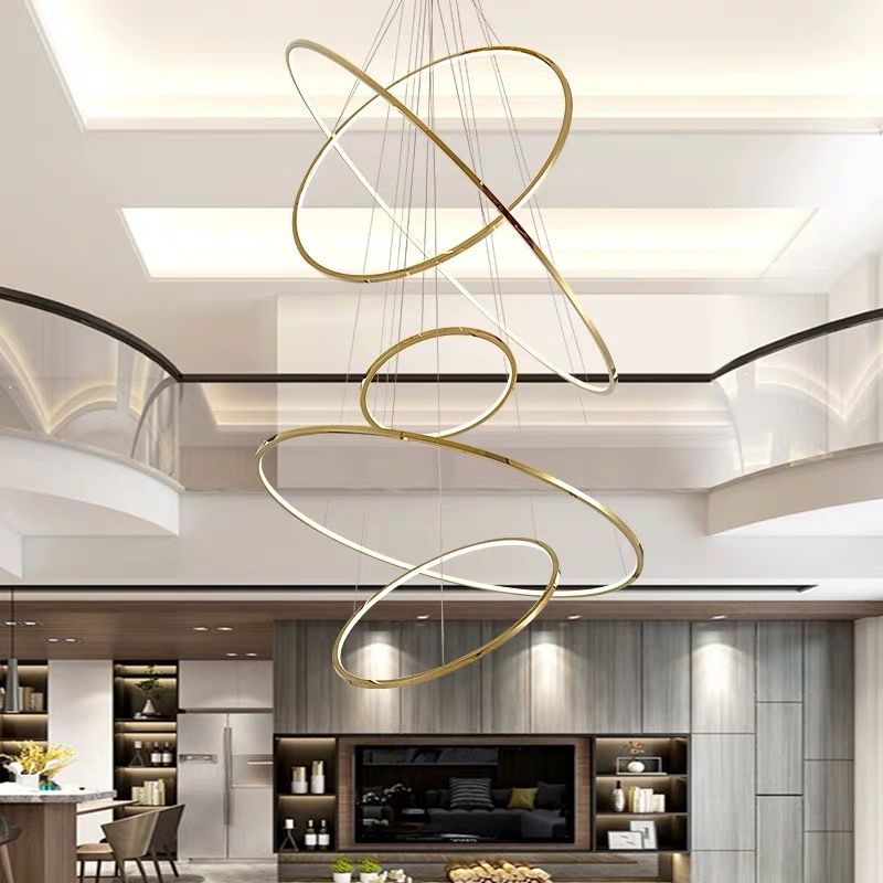 Arisha Minimalist Ring Metal Pendant Light, Gold, Living Room - Neutralighting