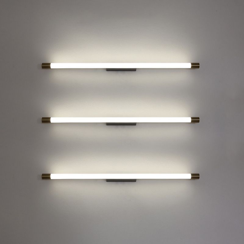 Arisha Modern Gold Mirror Front Vanity Wall Lamp, Metal/Acrylic