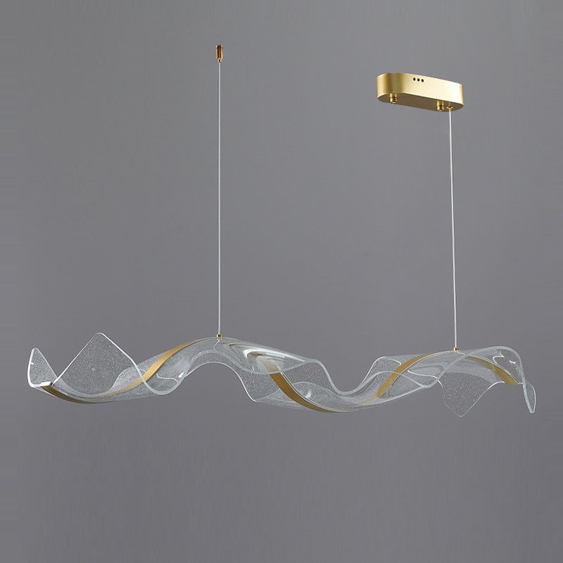 Kristy Pendant Light Designer Wave Acrylic, White/Gold, Dining Room - Neutralighting