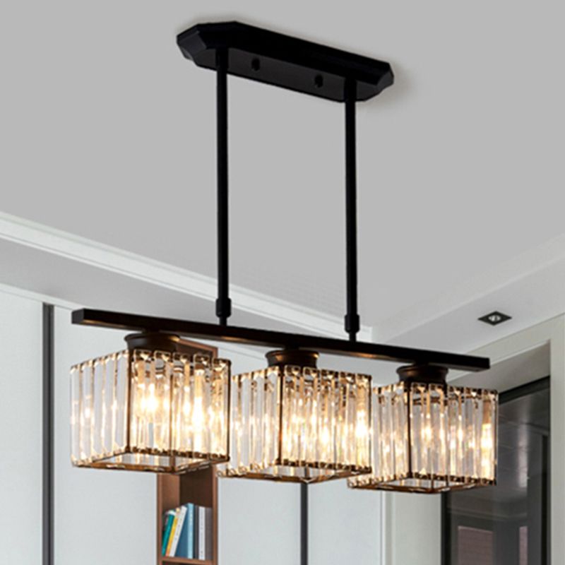 Kristy Crystal Square Pendant Light, Black & Gold, 3/4 Heads - Neutralighting