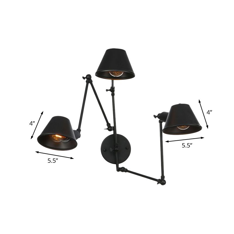 Epoch Vintage Adjustable Metal Wall Lamp, Black/Rust, Bedroom - Neutralighting